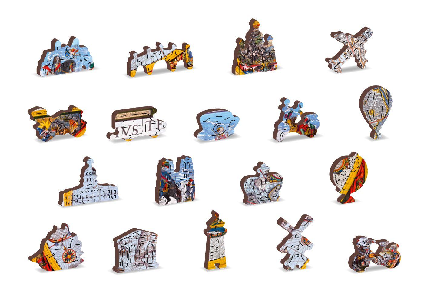 Drewniane Puzzle z figurkami - Mapa Nova Terrarum Antyczna, 505 elementów