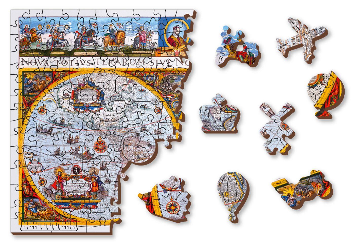 Drewniane Puzzle z figurkami - Mapa Nova Terrarum Antyczna, 505 elementów