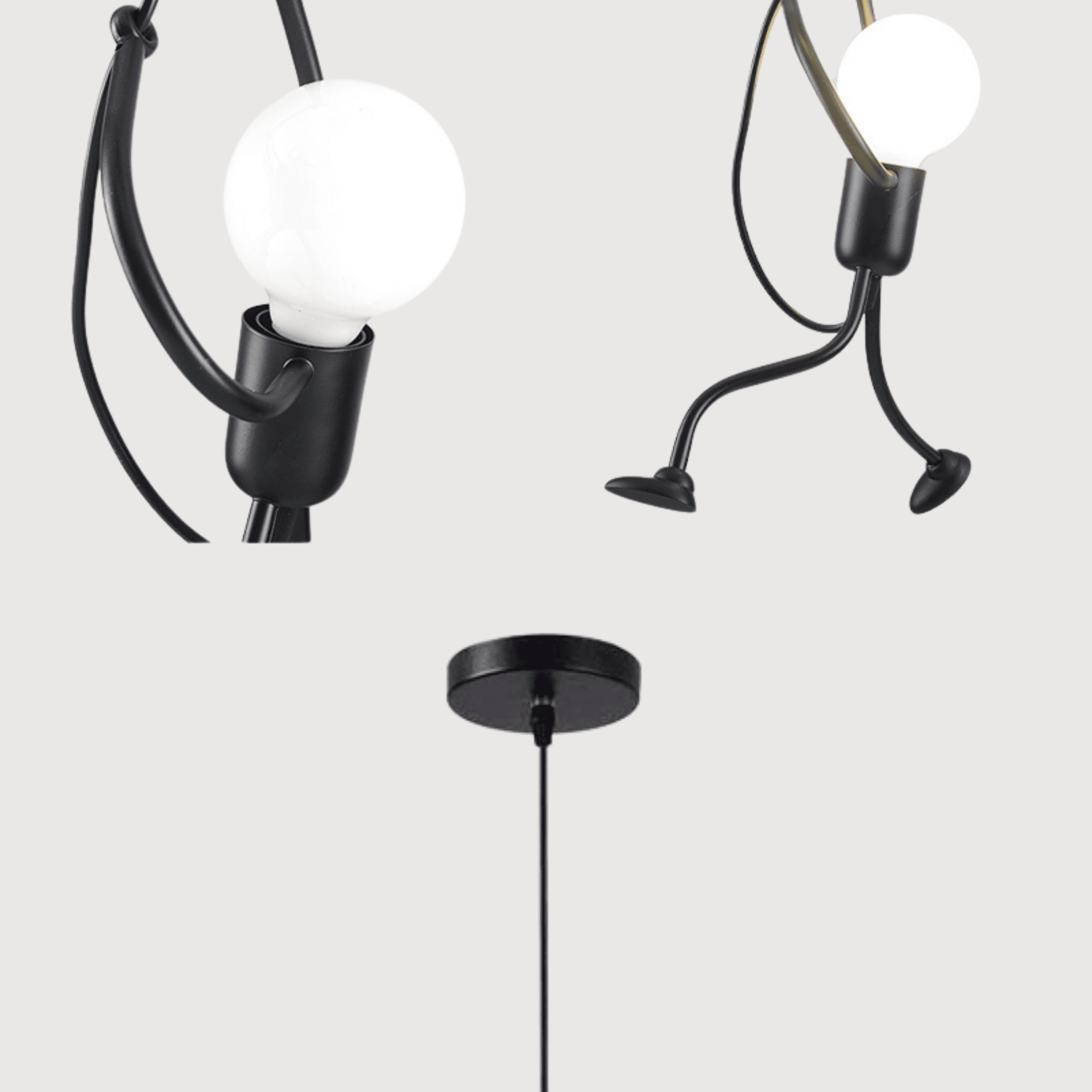 Lampa sufitowa Loft - czarna, ludzik Humanoid LED typ. I