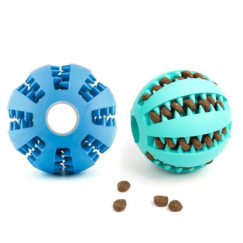 Dog chew toy with holes for treats - blue