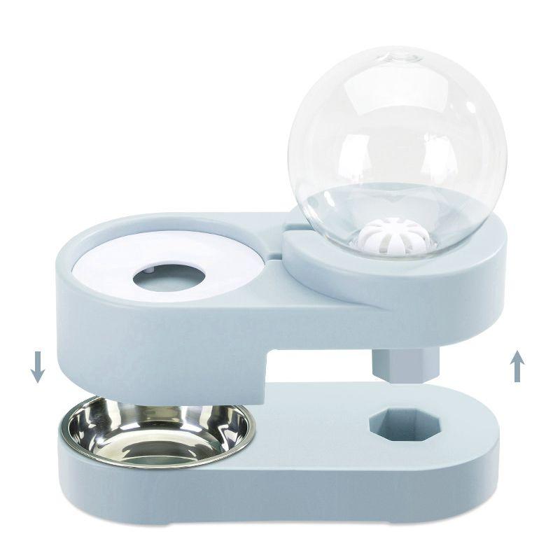 Double bowl with dispenser for cat dog for water - blue - OUTLET