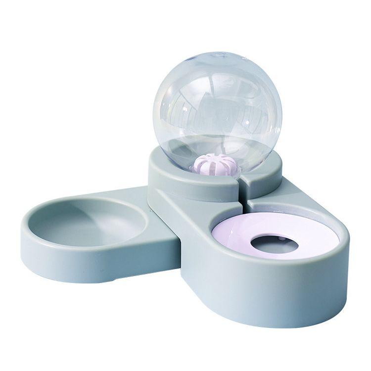Double bowl with dispenser for cat dog for water - blue - OUTLET