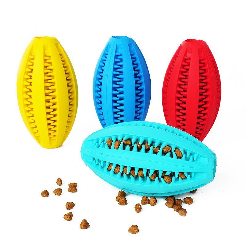 Toy rugby ball. Teether cleans teeth - light blue dog