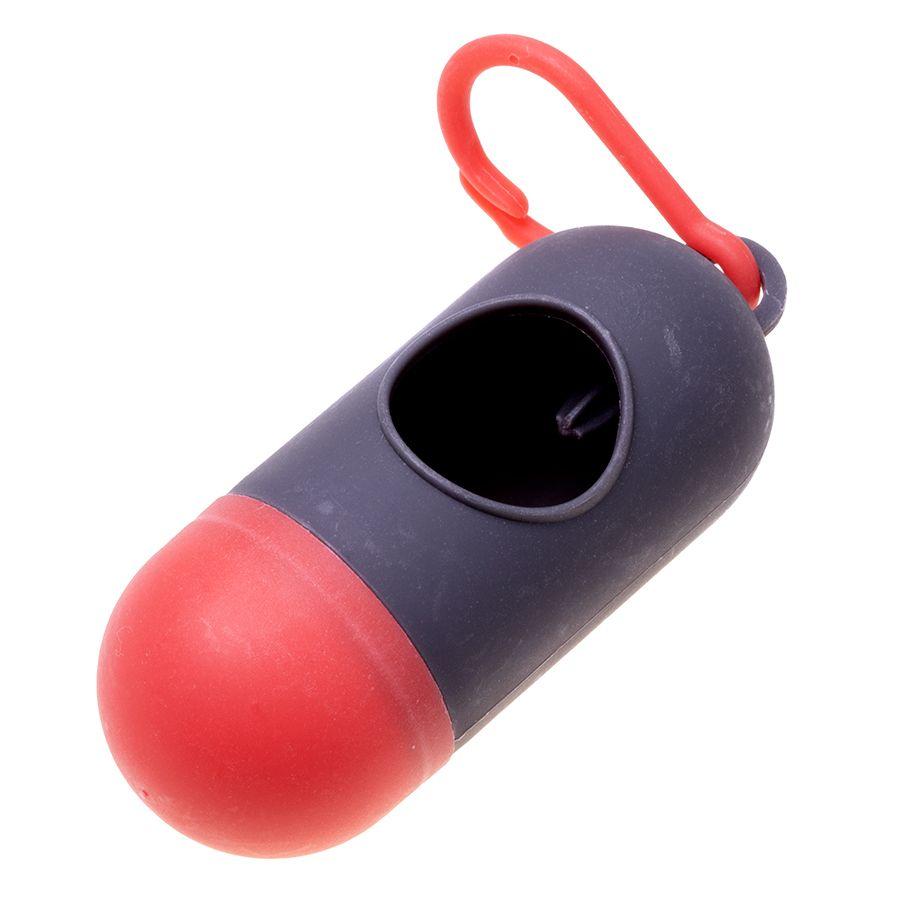 Container for bags with dog droppings - gray and red