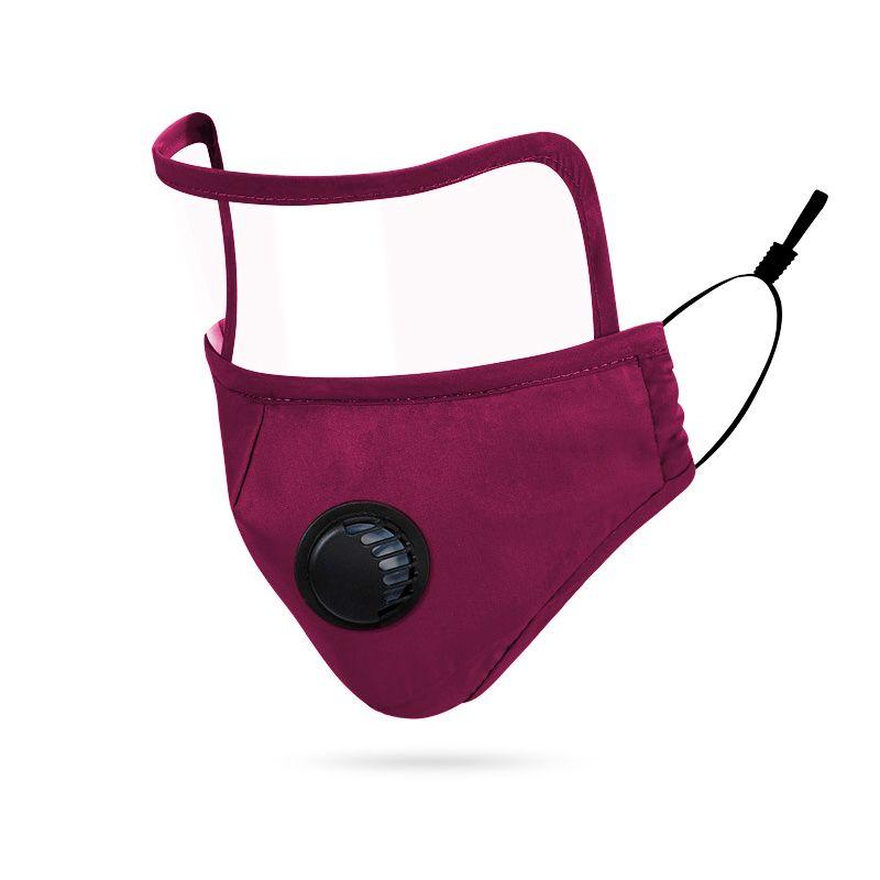 Cotton face mask with eye shield - red