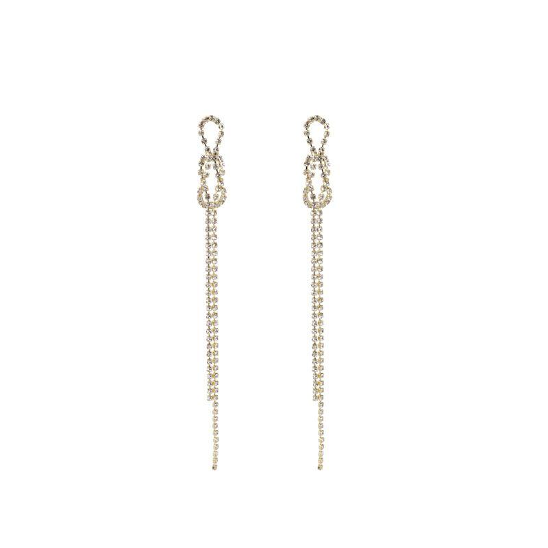 Hanging earrings with chains - gold