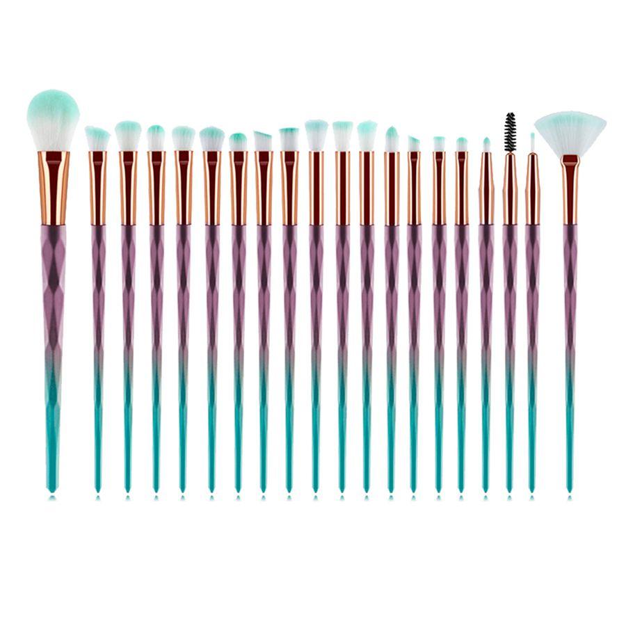 Set of makeup brushes 20 pcs-turquoise green