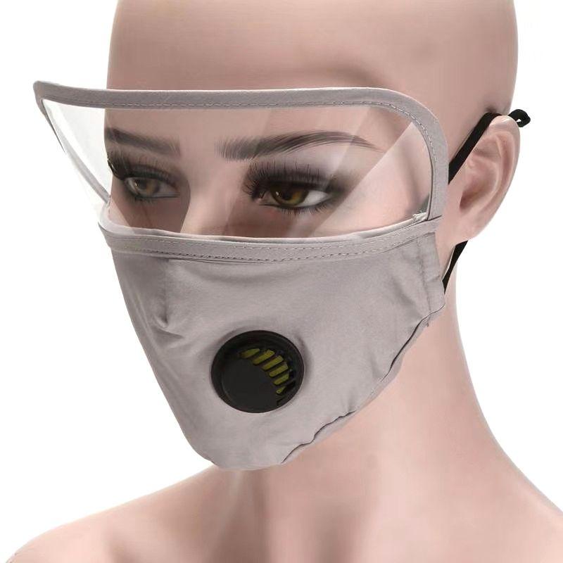 Cotton face mask with eye shield - gray