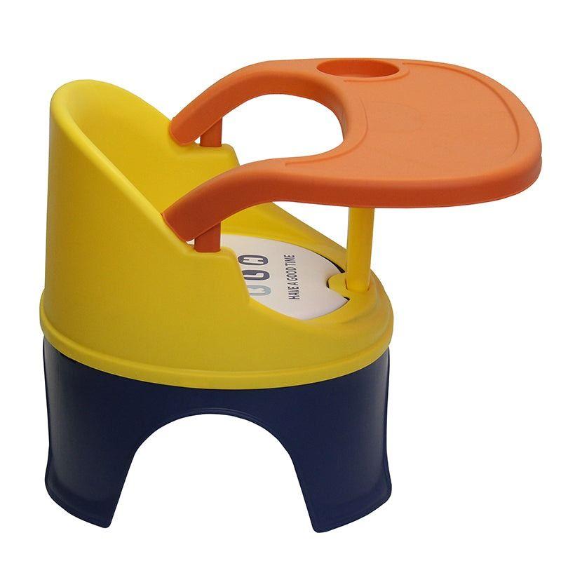 Portable baby chair for feeding and playing - yellow and navy blue