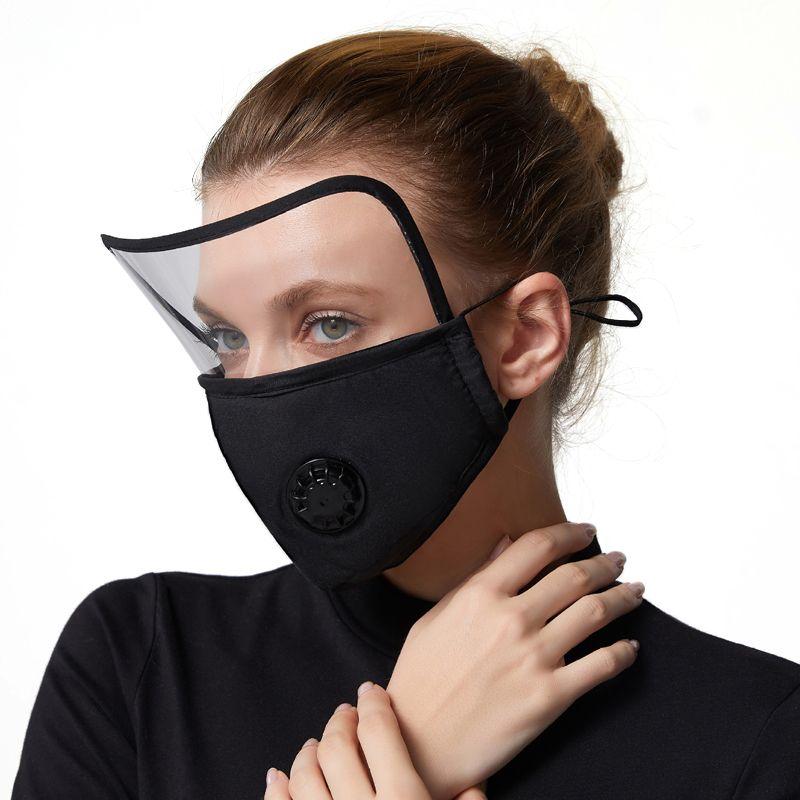 Cotton face mask with eye protection - black