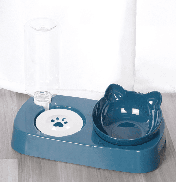 Bowl with automatic water dispenser for dog and cat 2-in-1 - blue