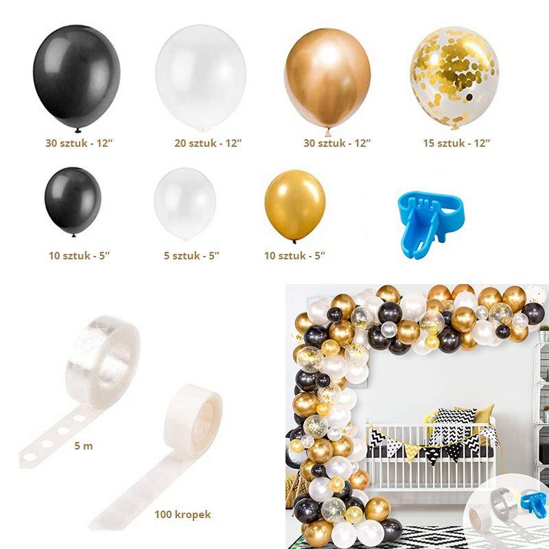 Girlanda balonowa 120 balonów - złoto czarna