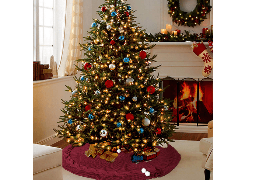 Christmas tree coaster - burgundy color