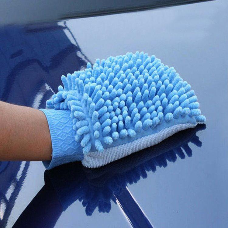 A microfiber glove for washing a car - purple