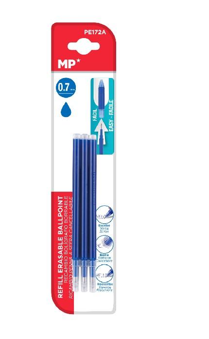 Erasable pen refills 3 pcs. (Blue) 0,7 mm