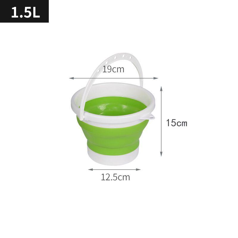 Silicone bucket 1.5L foldable - green and white