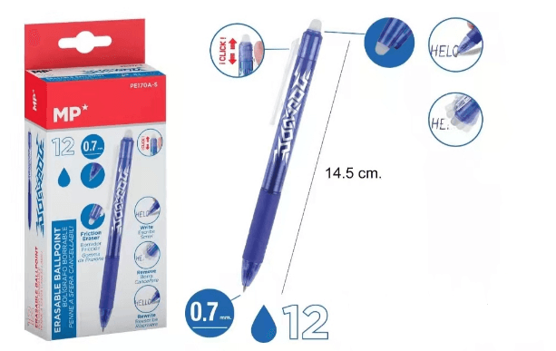 Długopis zmywalny, ścieralny 0,7mm niebieski