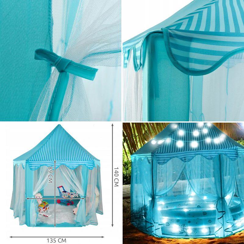 Hexagonal children's tent for home / garden - blue
