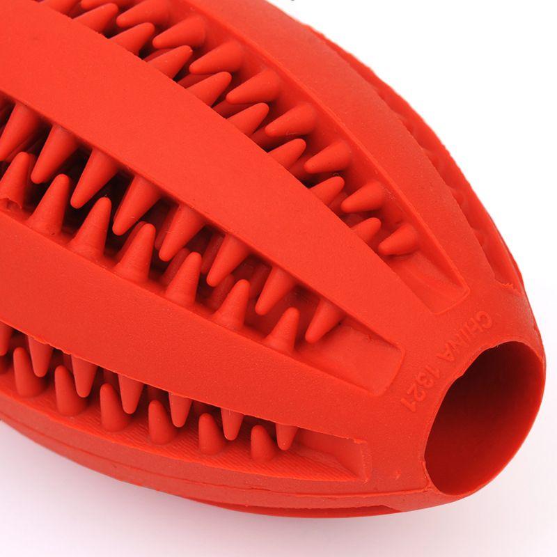 Zabawka piłka rugby gryzak czyści zęby psa- czerwona