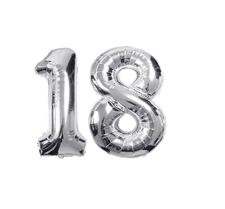 A set of balloons for 18th birthday - silver - black