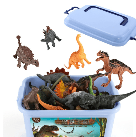 A set of 44-element dinosaur figures with a handy box