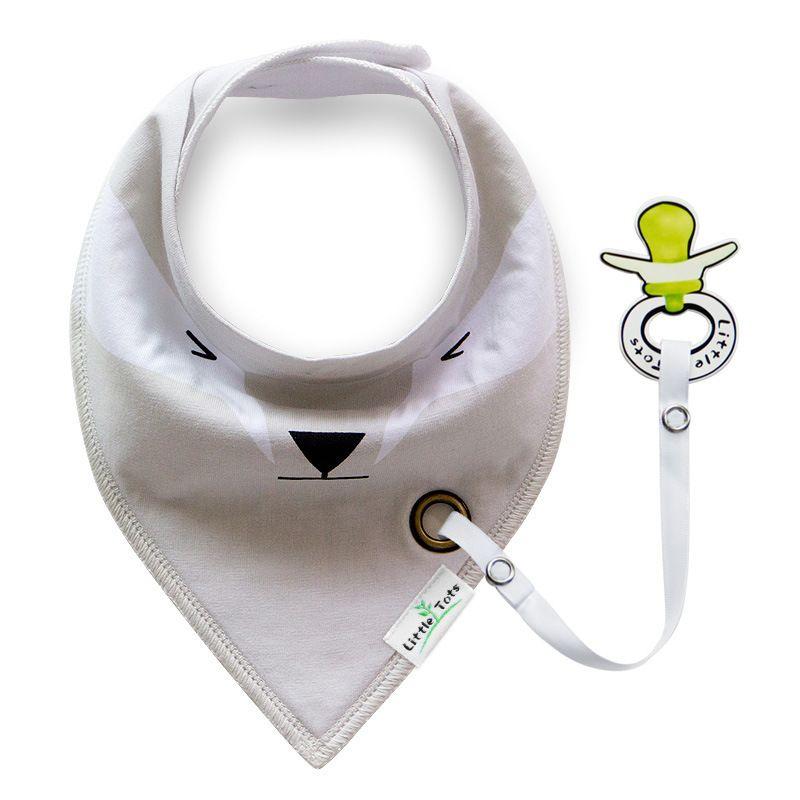 Scarf / bib with a pacifier hanger - cream