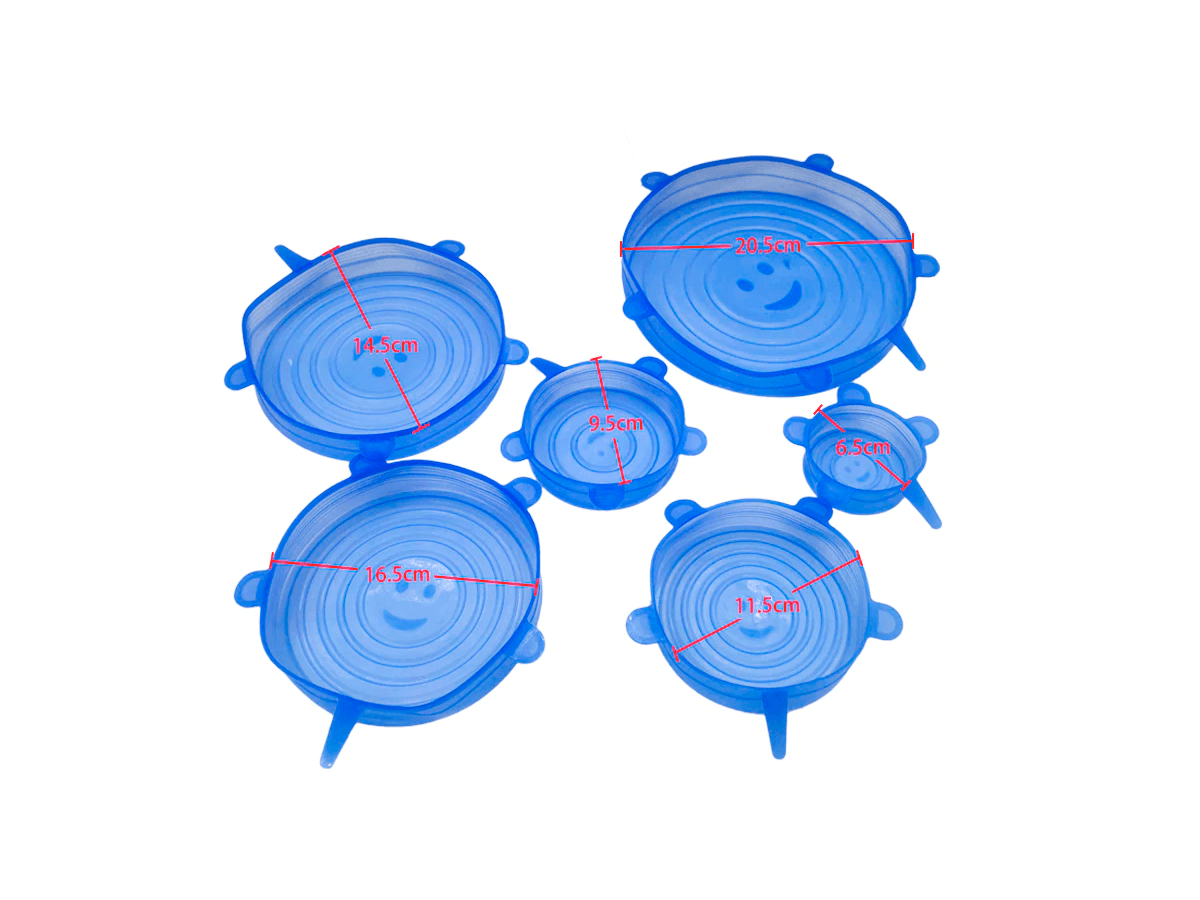 Silicone food covers (universal) 6 pcs - blue
