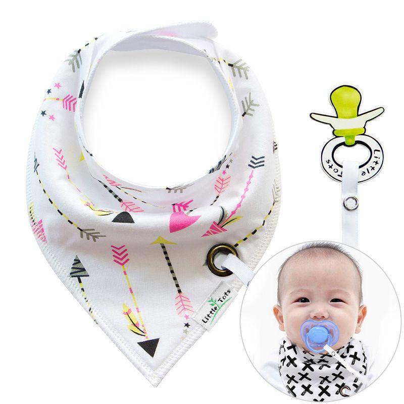 Scarf / bib with a pacifier hanger - cupid's arrow
