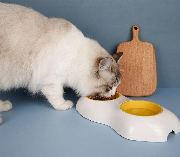 Podwójna miska dla psa / kota - żółta