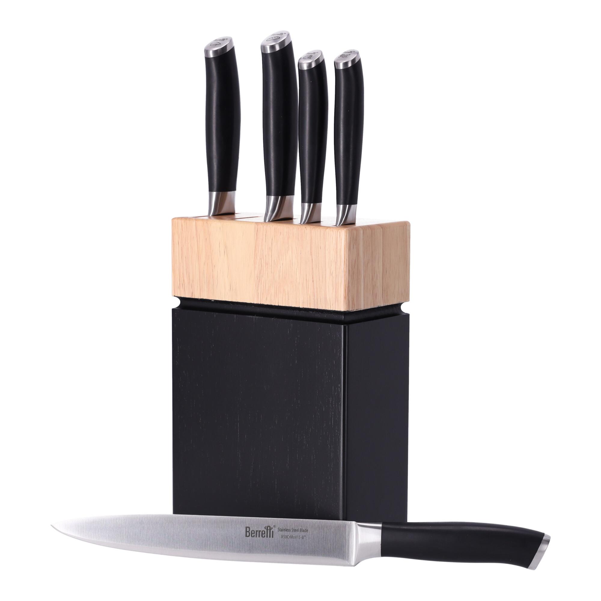 Set of 5 knives in wooden block Grande BERRETTI