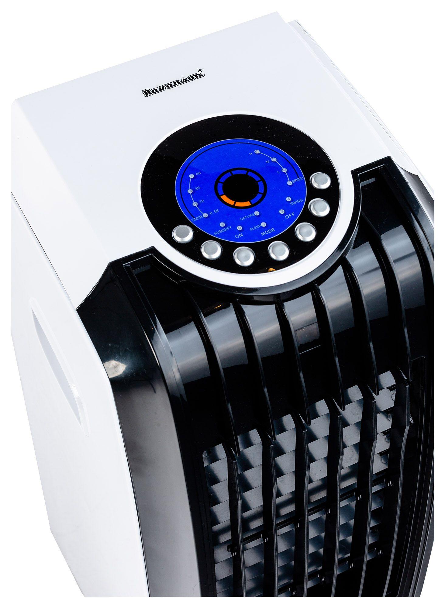 Klimator przenośny Ravanson KR-7010 (60W; 3 prędkości pracy, Lampka kontrolna, Możliwość użycia wkładów chłodniczych ICE BOX, Przepływ powietrza 500 m3/h)