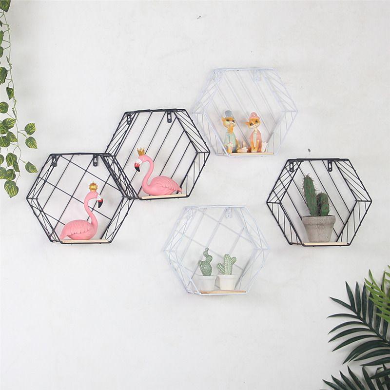 Hexagonal decorative shelf - black