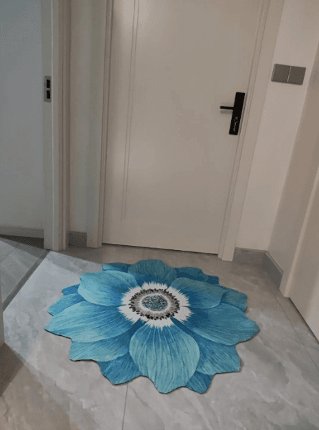 Dywan antypoślizgowy w kształcie kwiatu 80 x 80 cm - niebieski