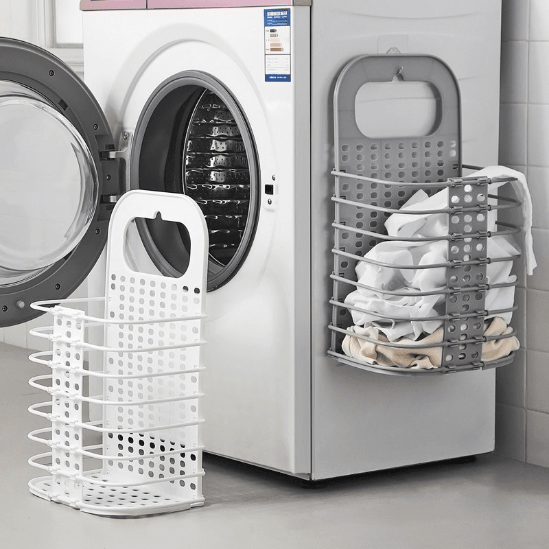 Hanging laundry basket - white