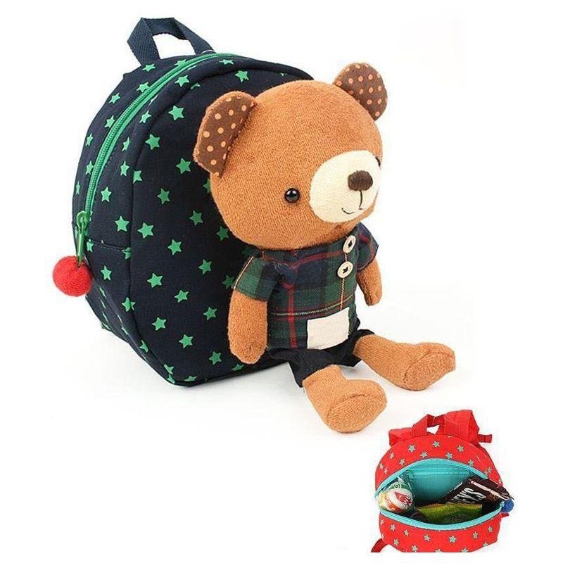 Backpack for children with a safety leash - navy blue