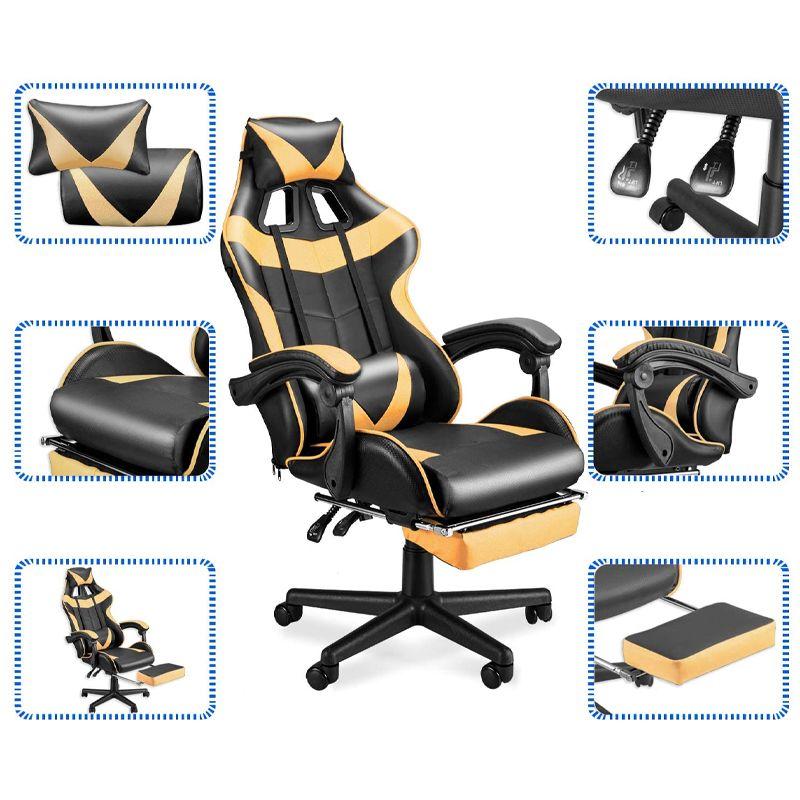 Fotel komputerowy / gamingowy z podnóżkiem – czarno-niebieski