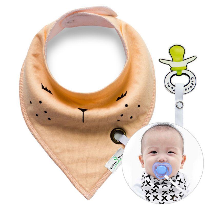 Sling / bib with a pacifier hanger - salmon