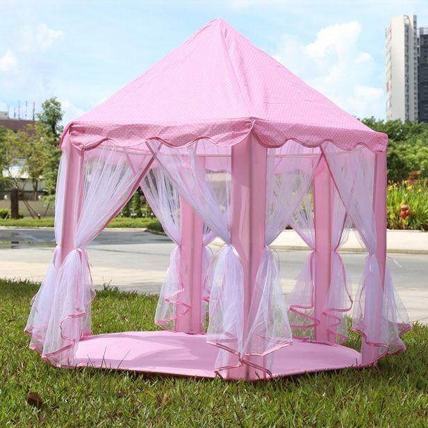 Hexagonal children's tent for home / garden - pink