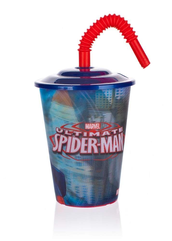 Kubek plastikowy ze słomką 450 ml Spiderman