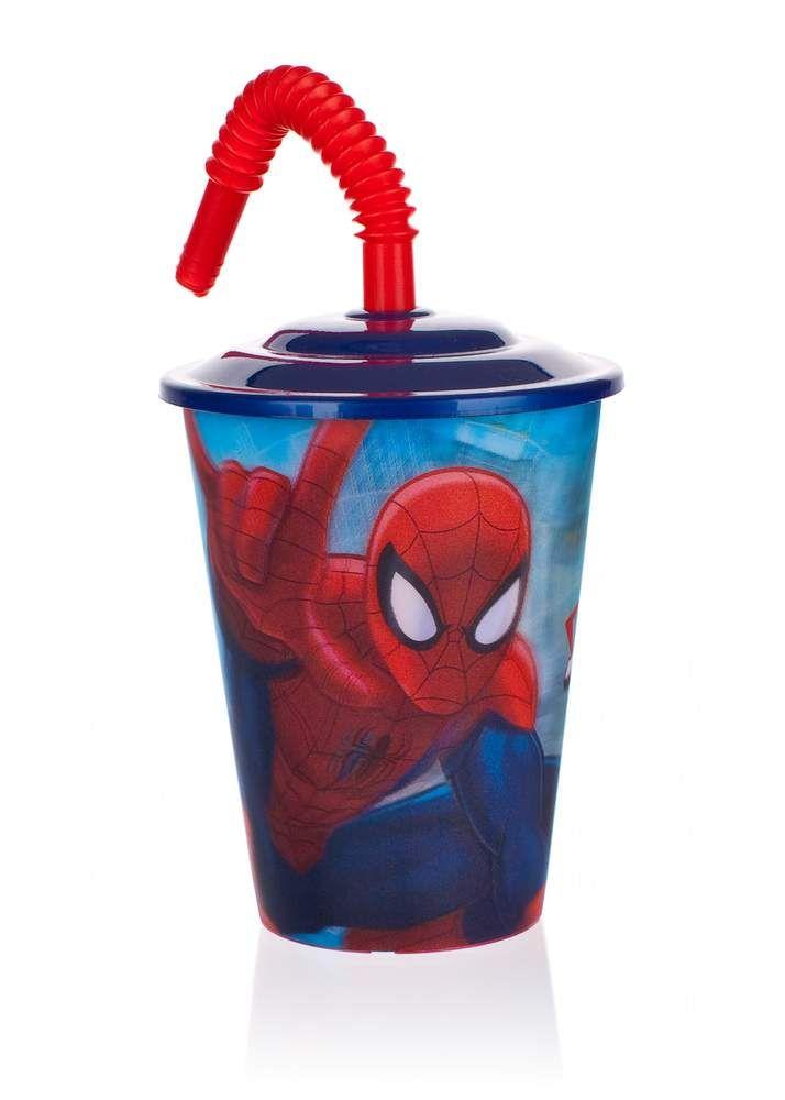 Kubek plastikowy ze słomką 450 ml Spiderman