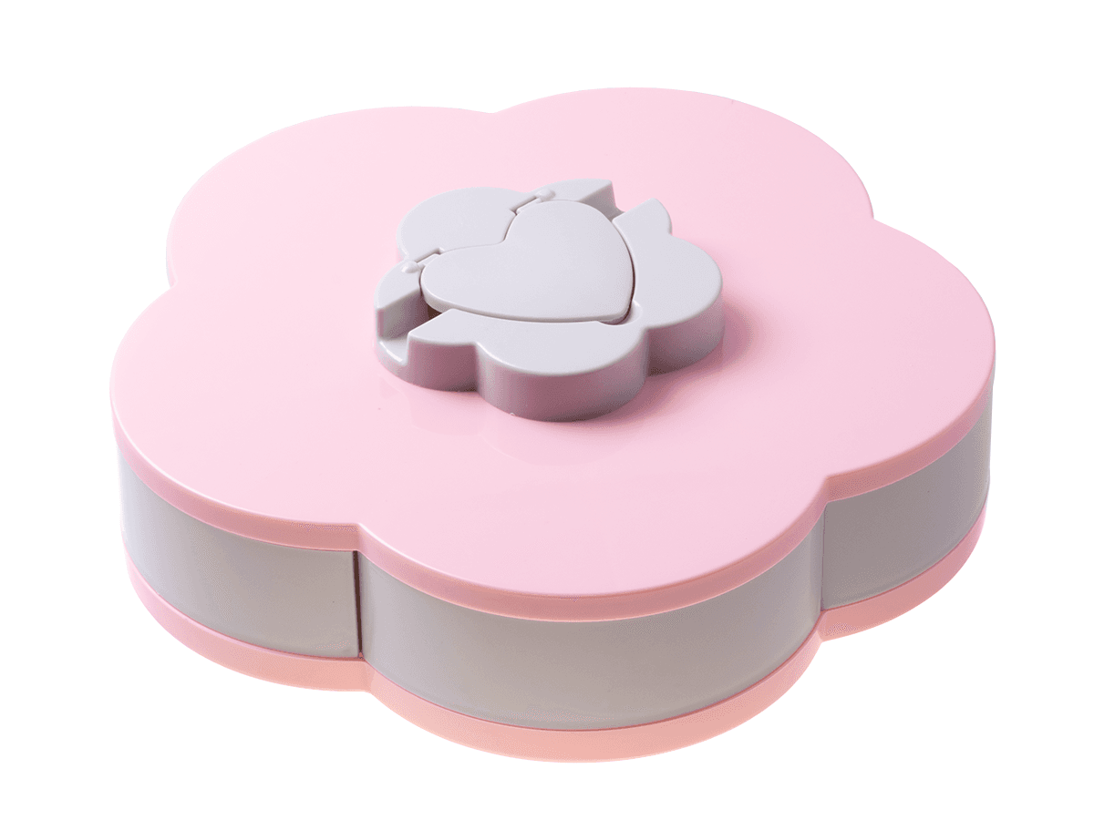 Plastic flower-shaped storage container - pink