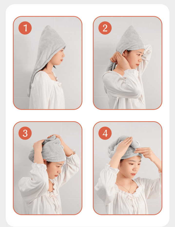 Super absorbent hair towel, hair turban - beżowy