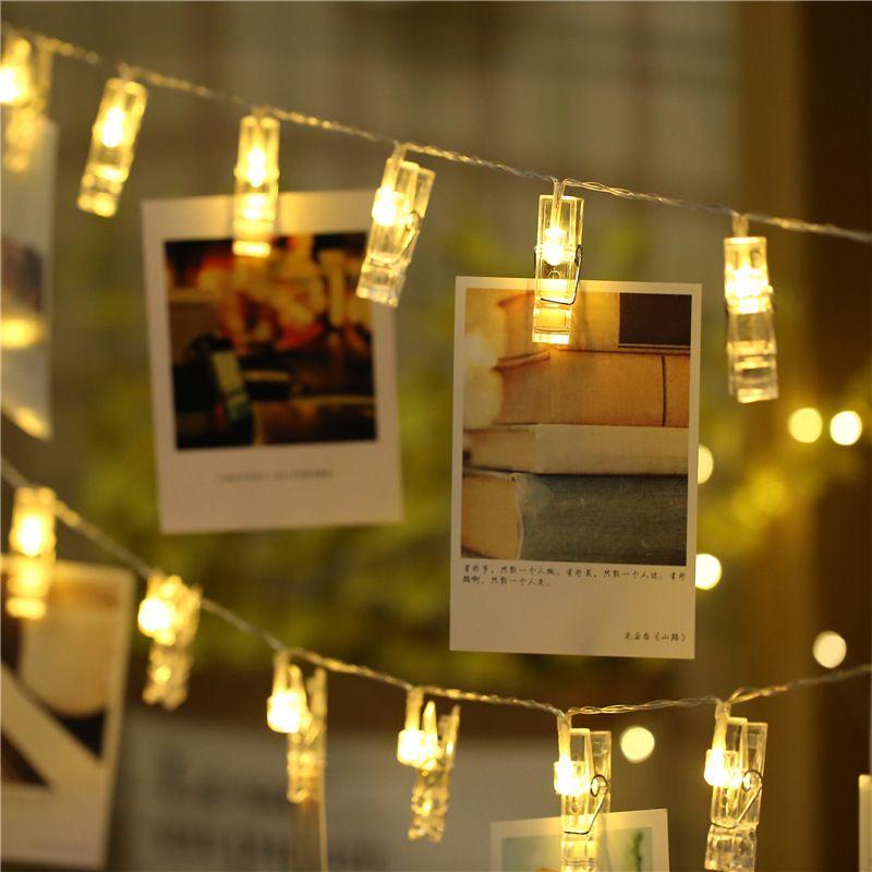 Dekoracyjny łańcuch LED w formie spinaczy do zdjęć- barwa ciepła