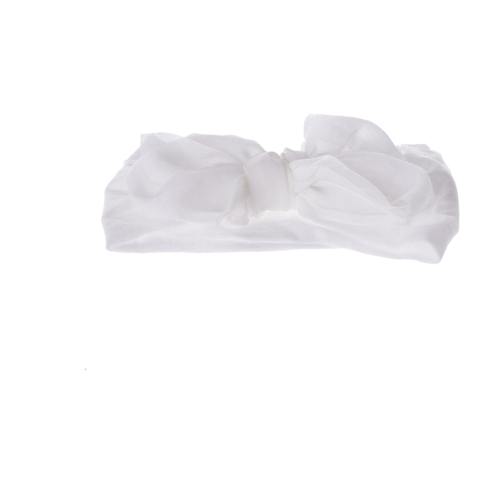 Baby headband with a bow - white, wide