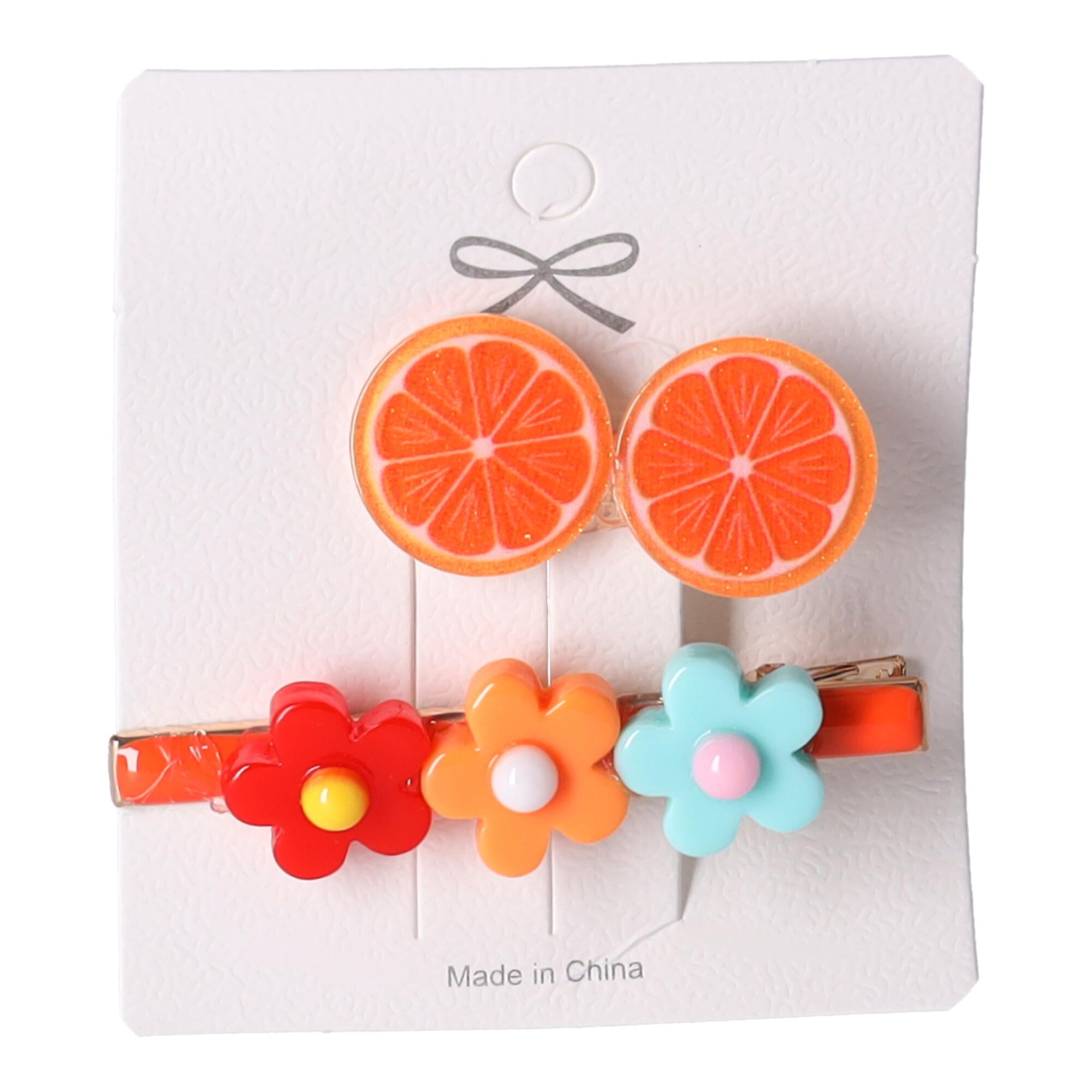 Set of 2 hair clips - orange