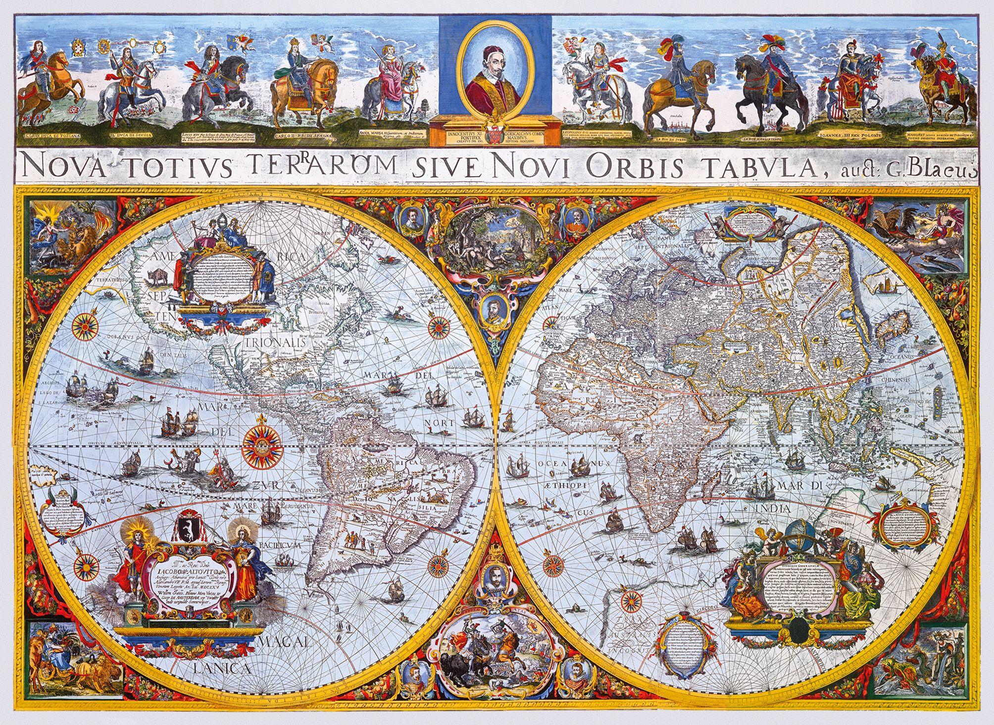 Drewniane Puzzle z figurkami - Mapa Nova Terrarum Antyczna, 1010 elementów