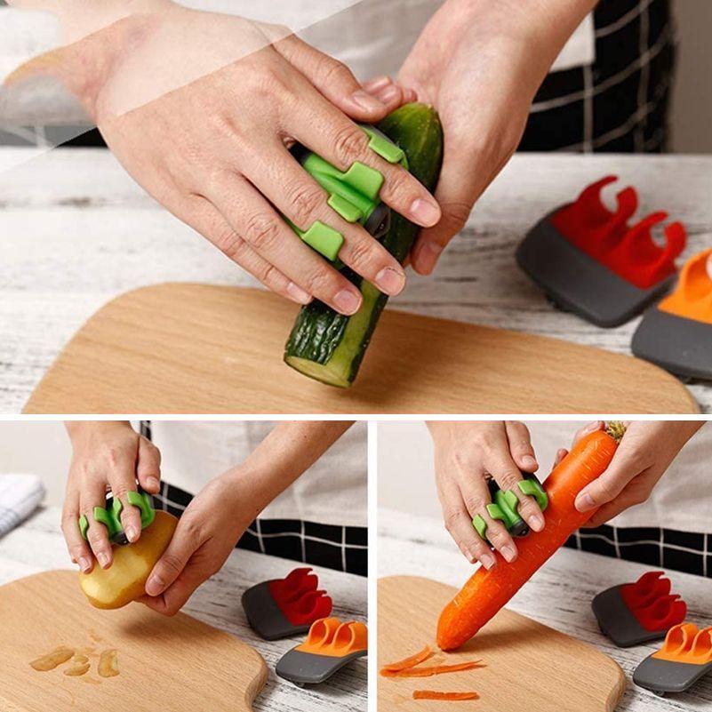 Vegetable and fruit peeler with finger grip - black and blue
