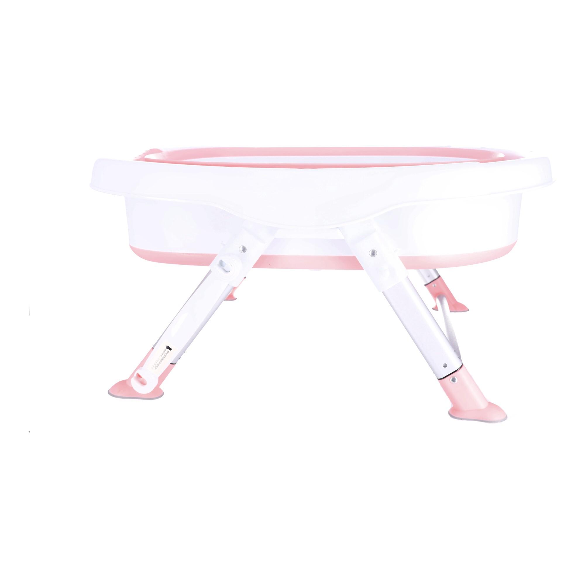 Baby folding bath tub with a pillow in color pink - pink