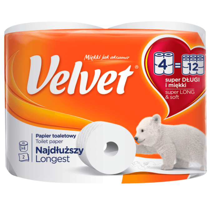 Najdłuższy Papier toaletowy Velvet - 4 rolki
