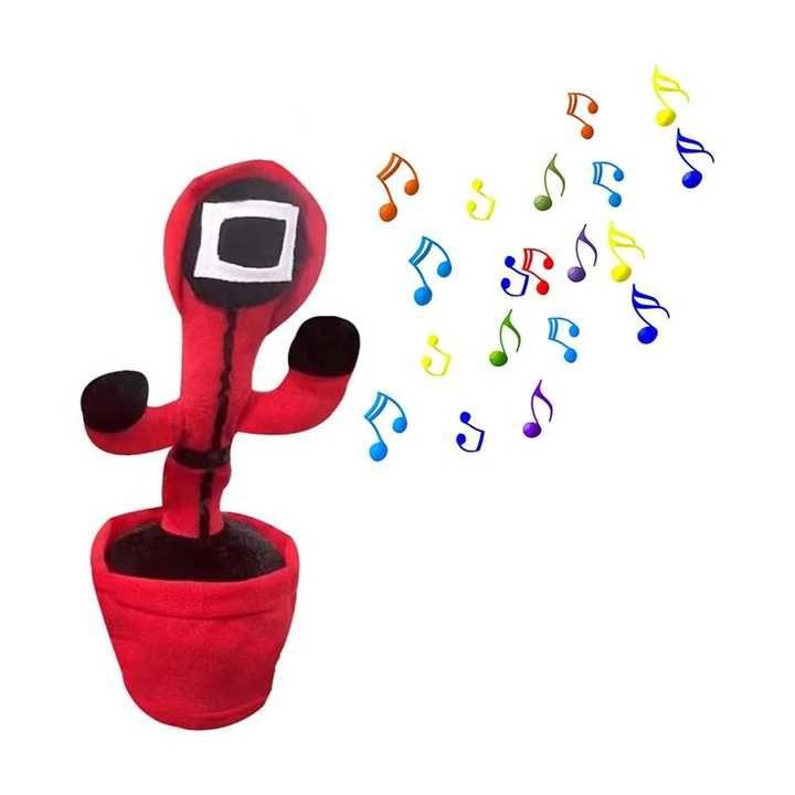 Children's toy - Dancing and singing cactus SQUID GAME - red square
